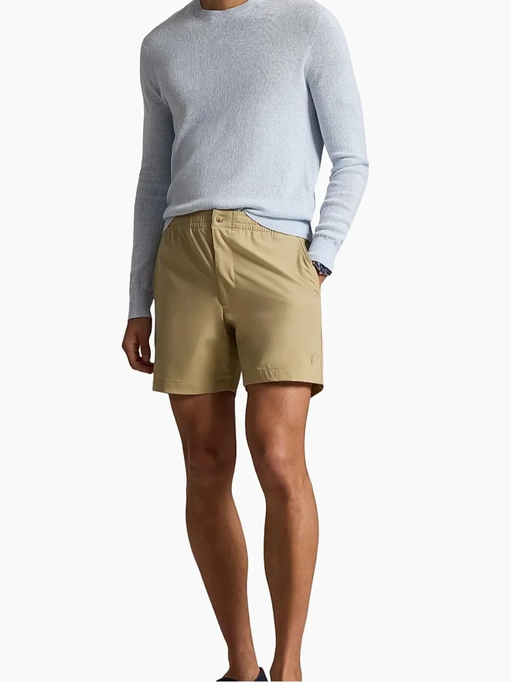 NWT Polo Ralph Lauren Elasticized Waistband Mid-Rise Trunks Beige Small $110